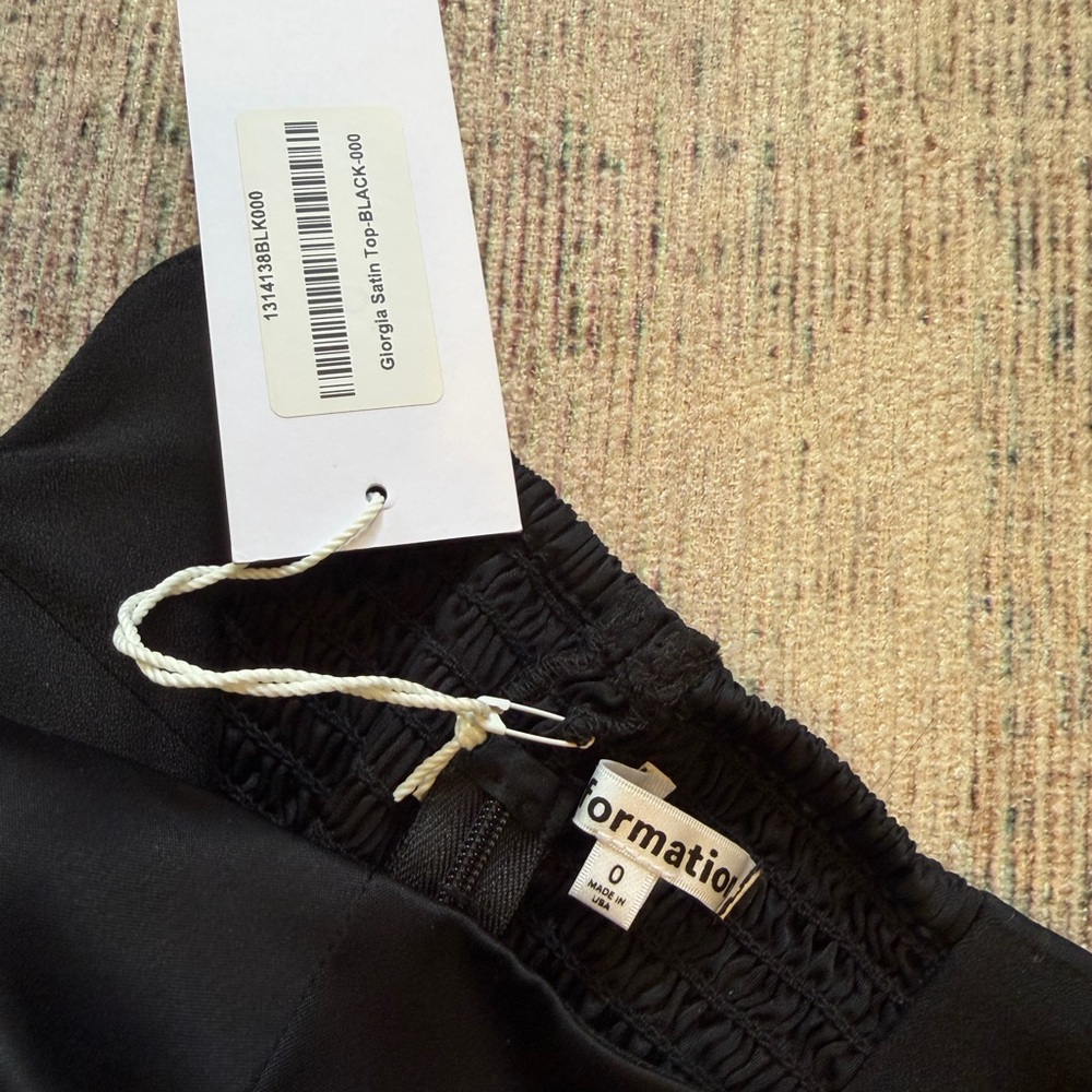 NWT Reformation Giorgia Satin Top Black Strapless Size 0 - Picture 6 of 6